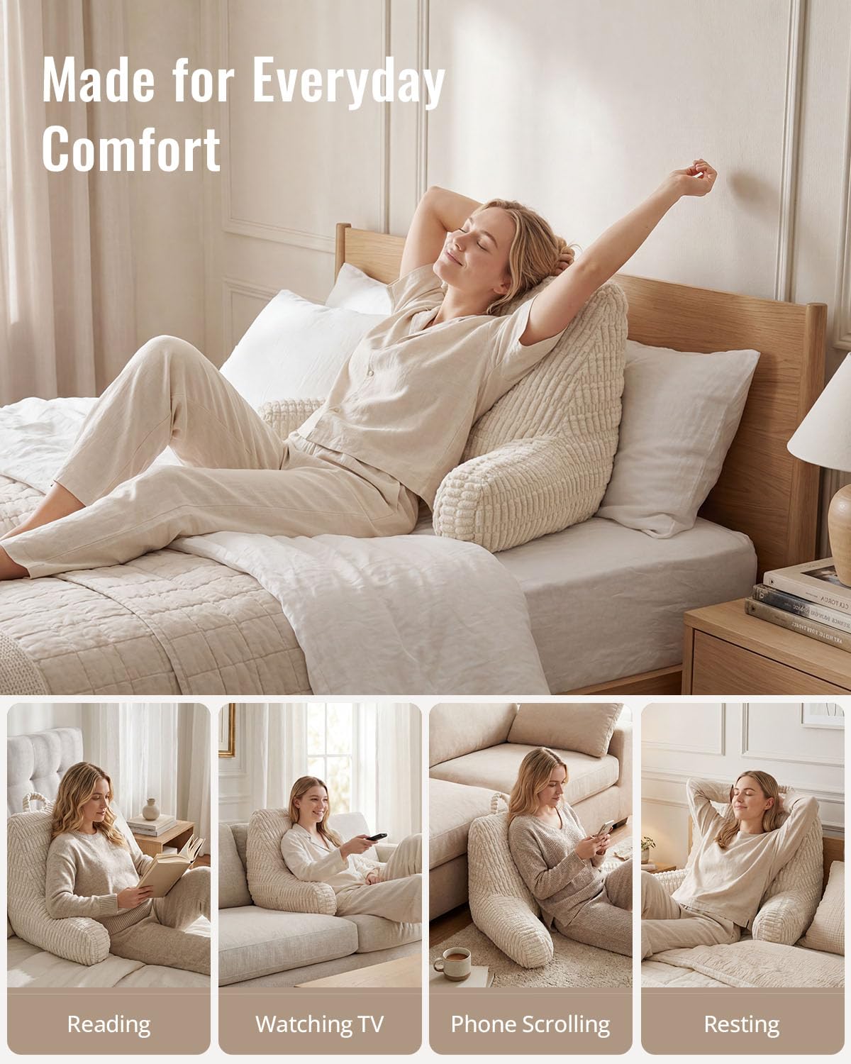 Blissful Diary Reading Pillow, Backrest Pillow with Shredded Memory Foam