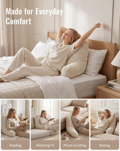 Blissful Diary Reading Pillow, Backrest Pillow with Shredded Memory Foam