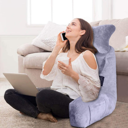 Reading Pillow-Extra Large 31" Bed Rest Pillow with Detachable Neck Roll & Arms for Sitting in Bed or Couch-Backrest Reading Pillow Adult Back Pillows for Reading,Watching TV,Gaming,Relaxing-Black