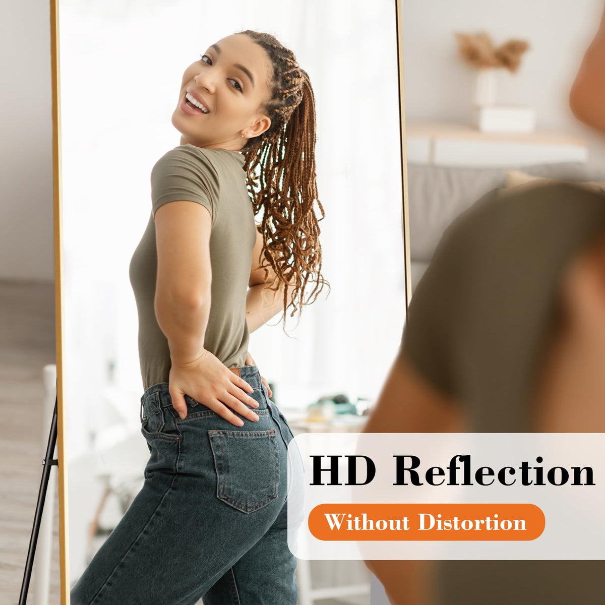 DUMOS 59"x16" Arched Full Length Mirror with Stand