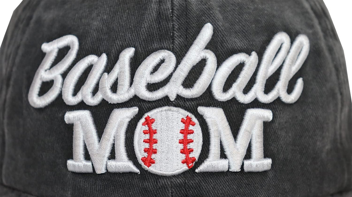 Distressed Baseball Mom Dad Hat for Women, Adjustable Washed Embroidered Baseball Cap for Mama