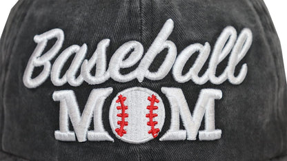 Distressed Baseball Mom Dad Hat for Women, Adjustable Washed Embroidered Baseball Cap for Mama