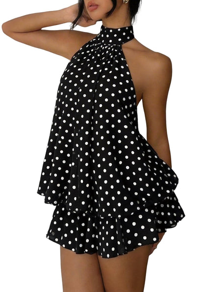 Women's Chiffon Halter Drop Waist Mini Dress Wedding Guest Dresses Ruffle Formal Club Holiday Brunch Outfits