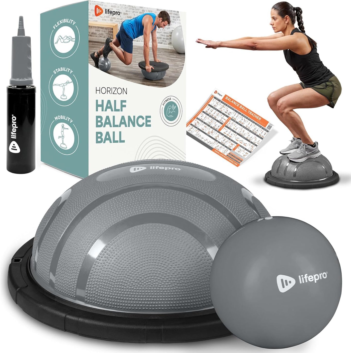 LifePro Horizon Half Balance Ball Trainer with 440 lb Capacity | Stability Ball for Home Gym & Physical Therapy | Full-Body Training Equipment for Core Strengthening