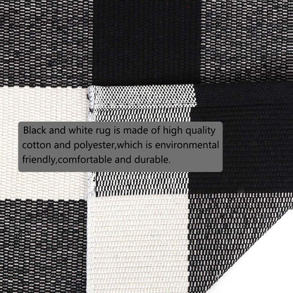 Christmas Door Mat Outdoor 35.4''x59'' Buffalo Plaid Christmas Decor Rug Cotton Hand-Woven Layered Door Mats Washable Carpet for Front Porch, Kitchen, Farmhouse, Entryway