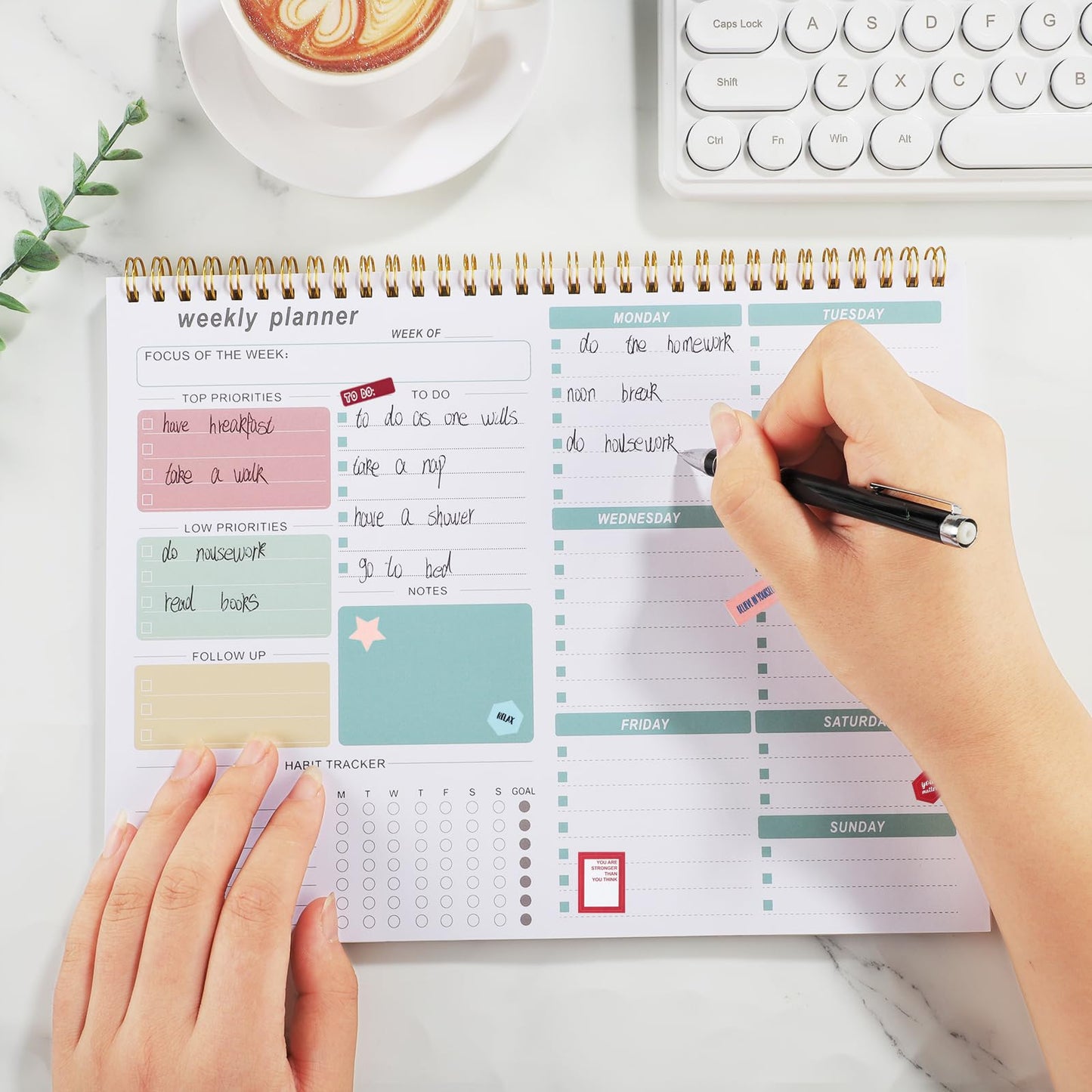 Thboxes Weekly Desk Planner, 8.5x11 In To Do List Notepad, 52 Sheets, Pink | Productivity Organizer, Work from Home Essentials, Undated Tear Off Pages, Office, College, School, Student and Teacher Gifts
