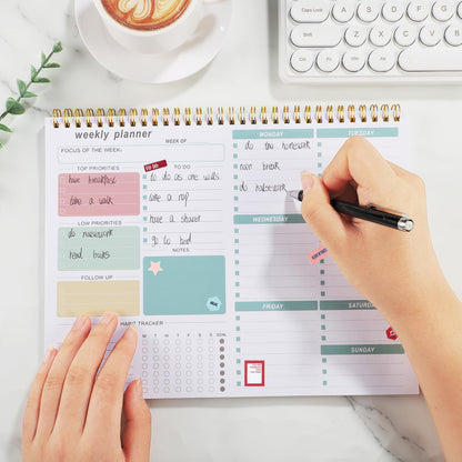 Thboxes Weekly Desk Planner, 8.5x11 In To Do List Notepad, 52 Sheets, Pink | Productivity Organizer, Work from Home Essentials, Undated Tear Off Pages, Office, College, School, Student and Teacher Gifts