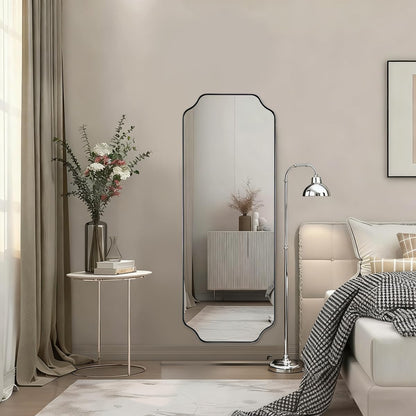 ANDY STAR Unique Rectangle Wall Mirror, 24"x32" Black Mirror, Modern Mirror with Aesthetic Scalloped Edge Design Ideal for Bathroom, Bedroom or Entryway, Thin Frame Deep 1’’