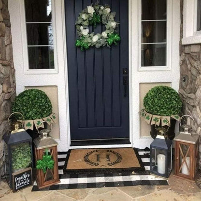 Christmas Door Mat Outdoor 35.4''x59'' Buffalo Plaid Christmas Decor Rug Cotton Hand-Woven Layered Door Mats Washable Carpet for Front Porch, Kitchen, Farmhouse, Entryway