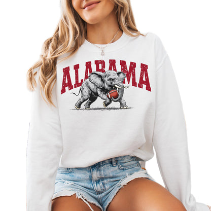 Alabama Elephant Football Sweatshirt – Vintage Sport Grey Crewneck Pullover – Retro Game Day Apparel for Men & Women