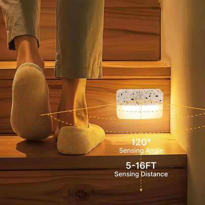Guankai 8 Pack Motion Sensor Stair Light for Indoor, Battery Operated Closet Lights, Wireless Stick on Anywhere Hallway Lamp, Portable Led Night Lamps for Bedroom Under Cabinet Kitchen