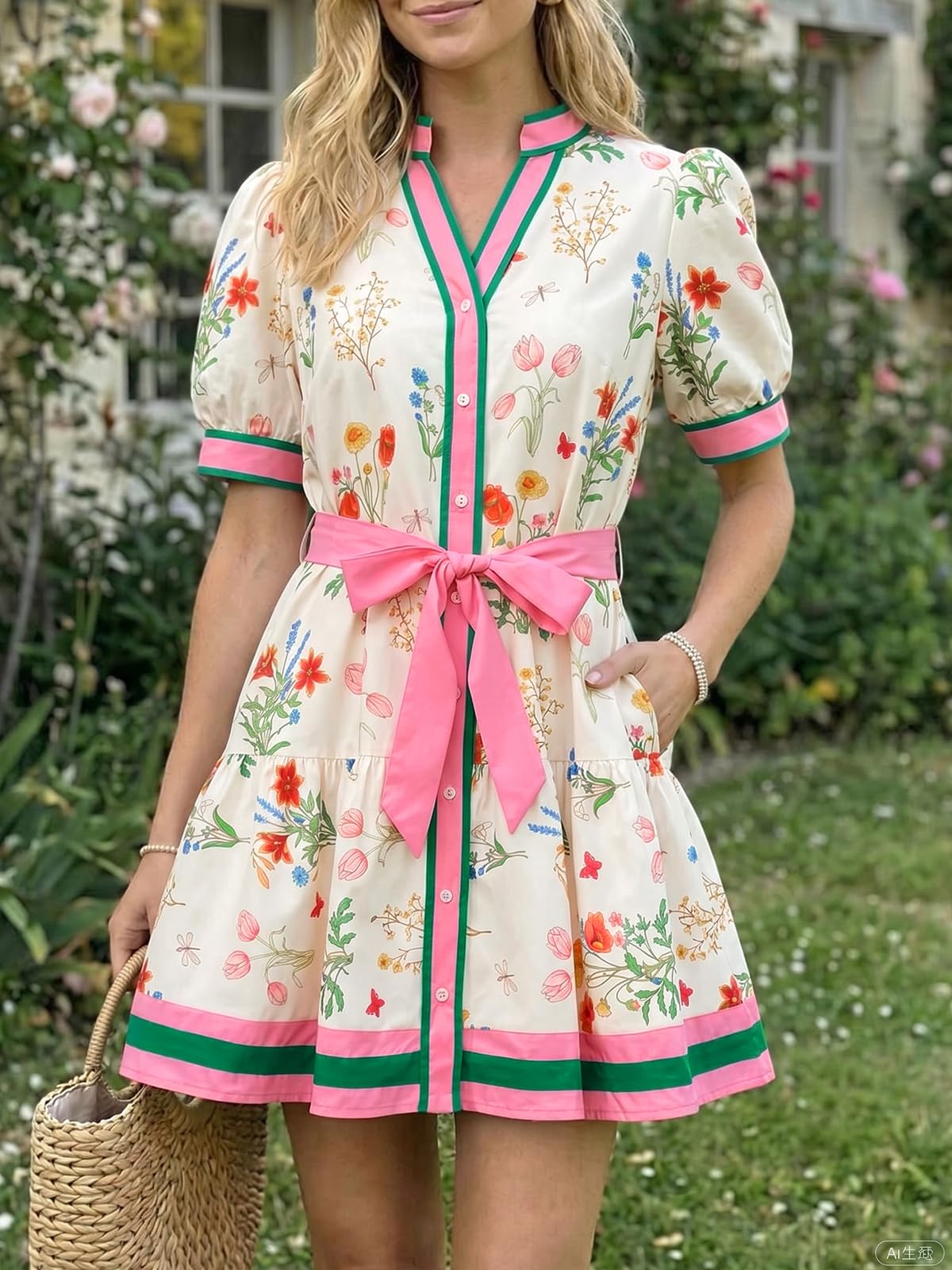Wenrine Womens Summer Floral Mini Dress