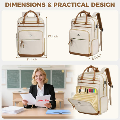 MATEIN Teacher Backpack with Lunch Compartment, 15.6 Inch Laptop Backpack | Detachable, with Organized Pocket, Commute Office College, Computer Backpacks for Men Women, Meal Prep Bag, Gift for Nurse