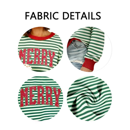 Tewmeu Christmas Sweatshirts for Women Sparkly Merry and Bright Sweater
