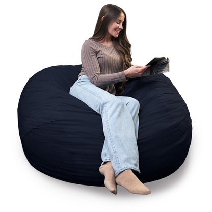 Big Joe Fuf 7Ft Giant Foam Bean Bag Chair, Oversized Couch with Removable Cover for Kids, Teens, Adults, Fog Lenox, Durable Woven Polyester, 7 Foot