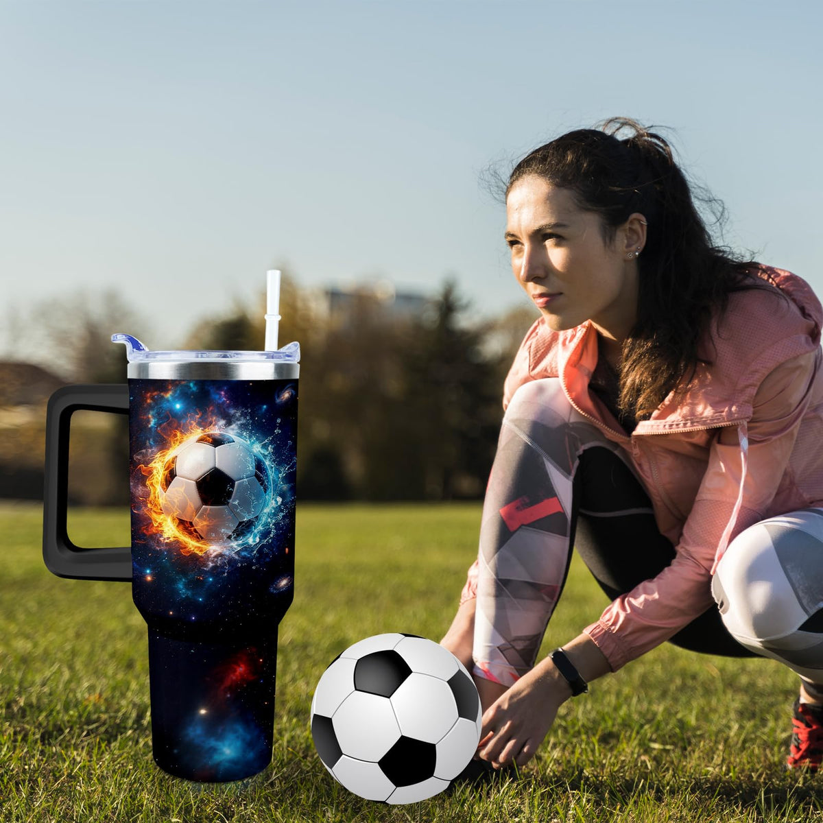 Baseball Mom 40 oz Tumbler with Handle and Straw Lid Leak Proof