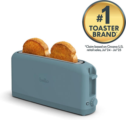 bella 2 Slice Slim Toaster, Fits-anywhere™ Kitchenware, 6 Setting Shade Control with Reheat & Cancel Buttons, Fits sourdough, 10” Long Slot, Anti Jam & Auto Shutoff, 900 Watt, Blossom