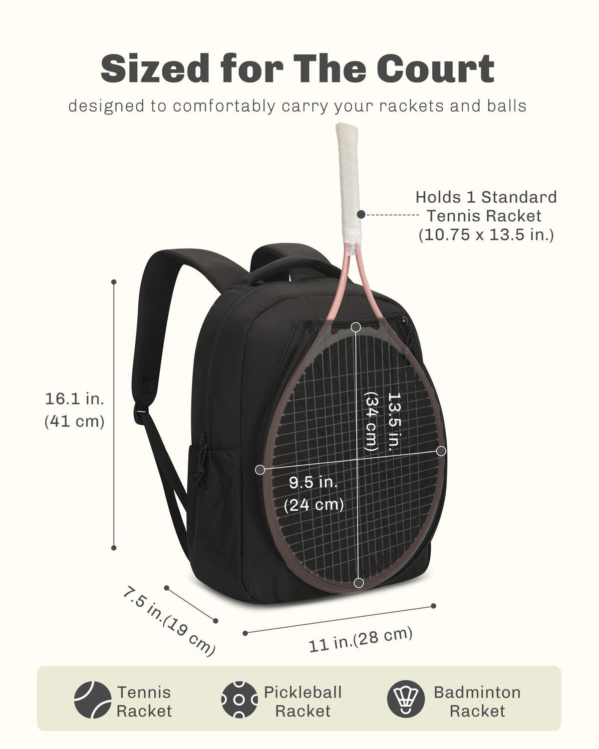 Hynes Eagle Pickleball Bags for Women Tennis Gym Bag Holds 2 Rackets