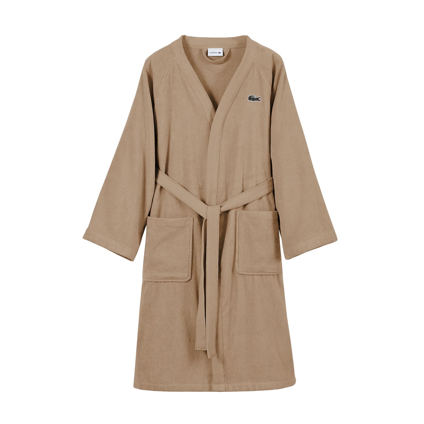 Lacoste Classic Pique Bath Robe, 100% Soft Cotton Terry, Unisex Adult Bathrobe, Absorbent & Quick Drying, One Size Fits Most
