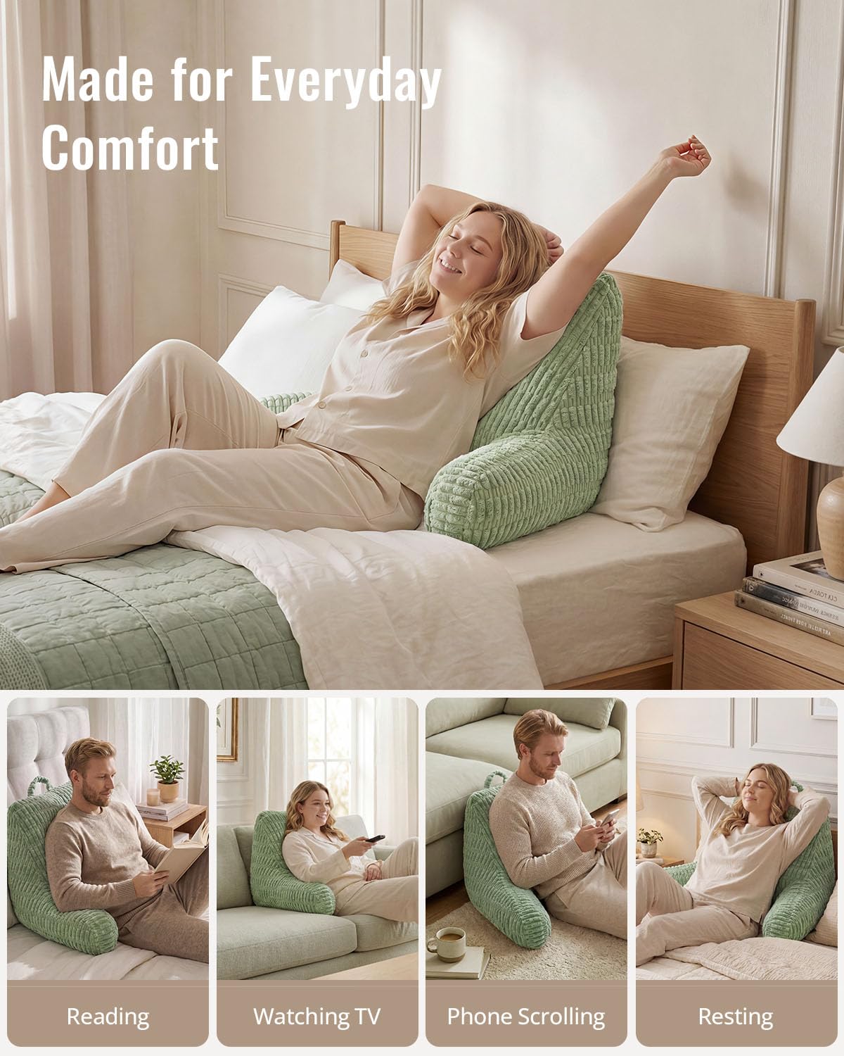 Blissful Diary Reading Pillow, Backrest Pillow with Shredded Memory Foam