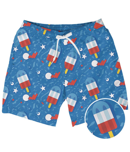 Tipsy Elves Men's USA Swimming Trunks 7'' Inseam 4 Way Stretch Fabric w/Mesh Liner Swim Trunks for Men Bathing Suit