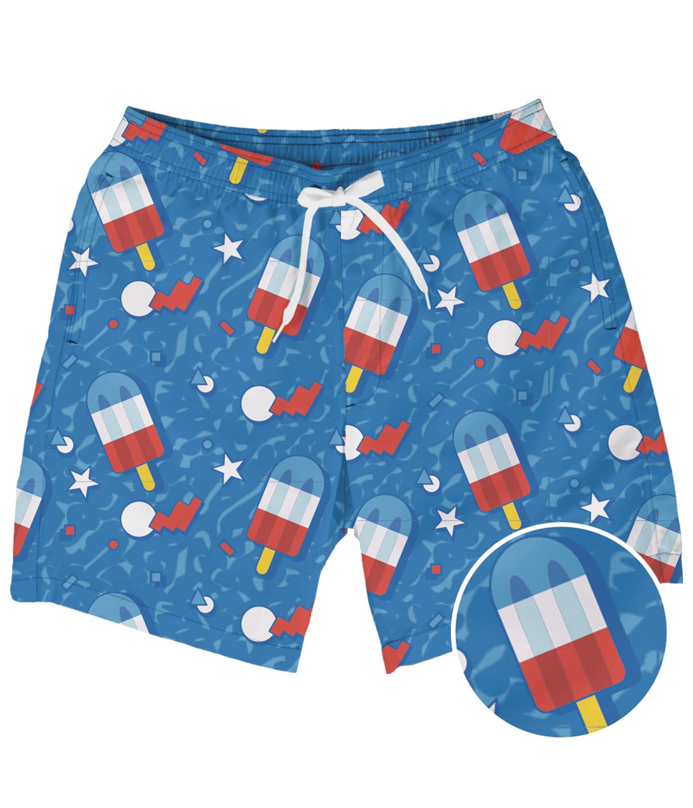 Tipsy Elves Men's USA Swimming Trunks 7'' Inseam 4 Way Stretch Fabric w/Mesh Liner Swim Trunks for Men Bathing Suit