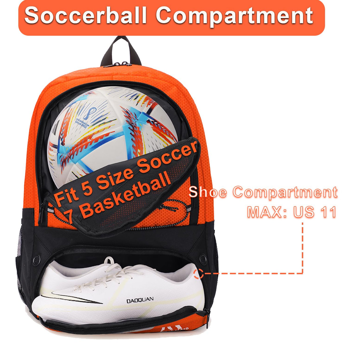 Hsmihair Soccer Bag,Youth Soccer Backpack with Ball and Cleat Compartment