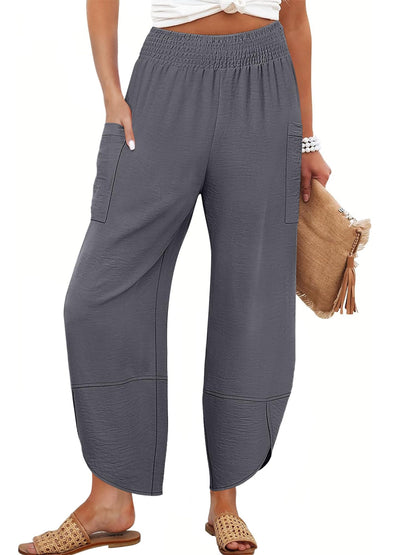 ANRABESS Womens Wide Leg Palazzo Capri Pants 2026 Summer Casual High Waisted Barrel Lounge Flowy Cropped Beach Work Trousers