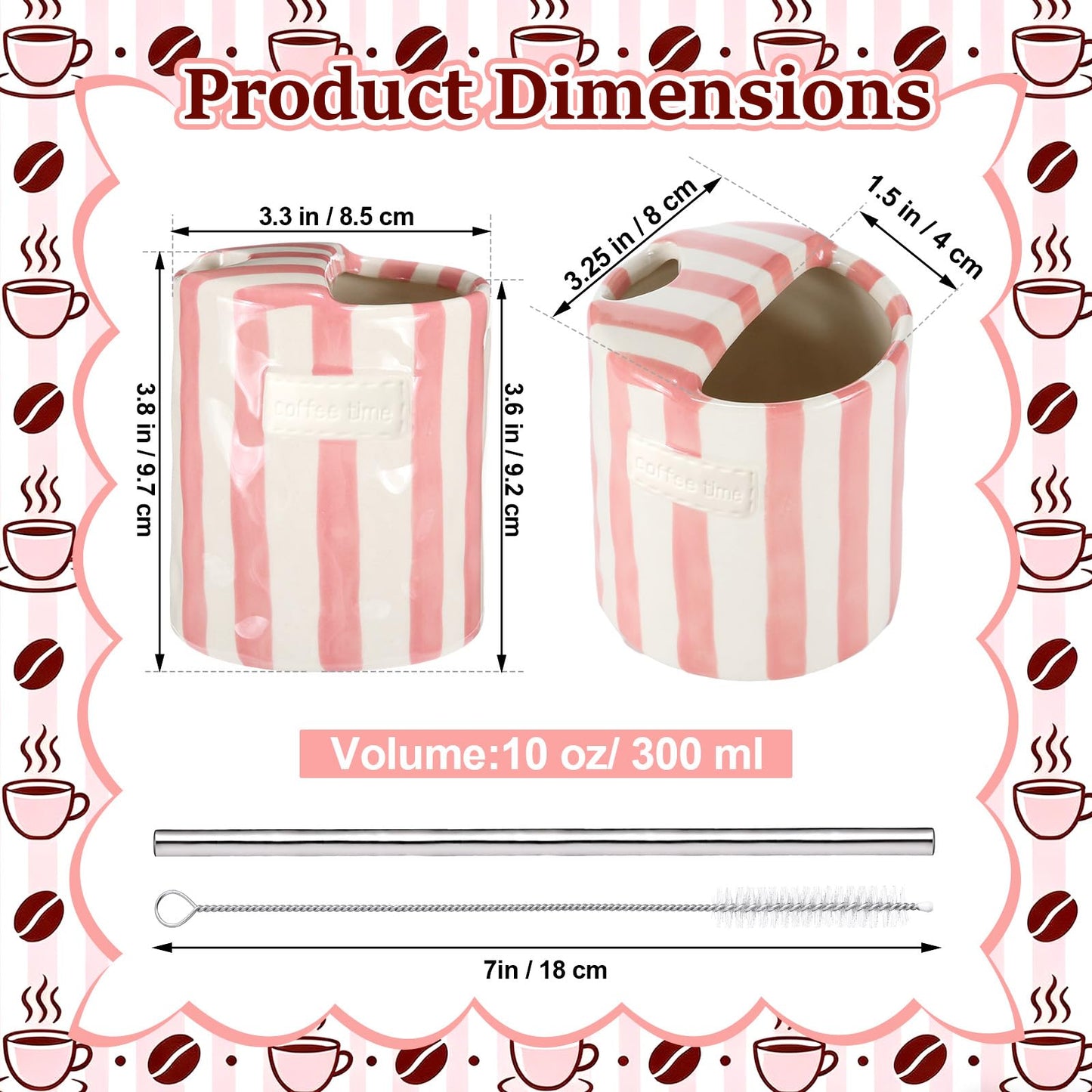 2 Pack Ceramic Mug with Sip Hole,