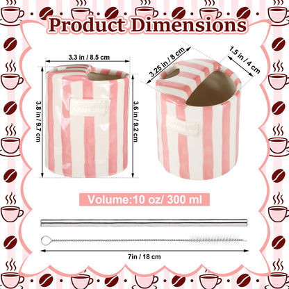 2 Pack Ceramic Mug with Sip Hole,