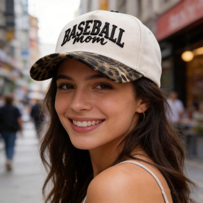 Baseball Mama Trucker Hat- 3D Embroidered Mama Adjustable Cotton Baseball Caps for Women