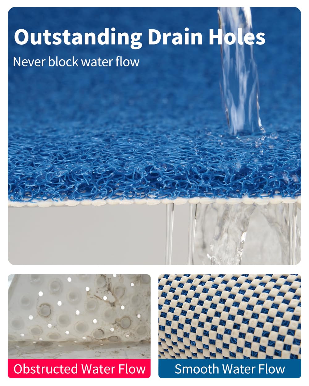 Non Slip Shower Mat, Comfortable Bath mat for Textured Surface,Quick Drying Easy Cleaning Shower Floor Mat for Wet Area,Without Suction Cups Pink 24 x 24