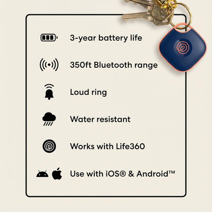 Life360 Tile - Bluetooth Tracker, Keys Finder and Item Locator for Keys, Bags and More. Phone Finder. Both iOS and Android Compatible. 1-Pack (Green Surf)