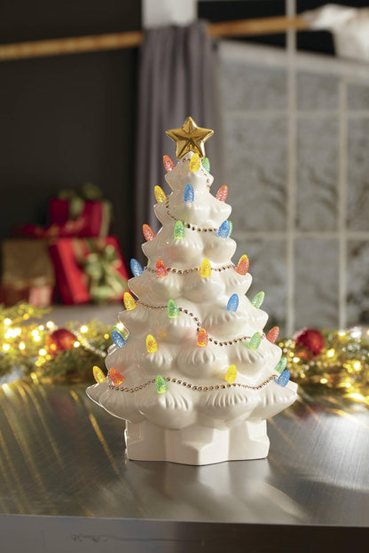 Lenox 893624 Treasured Traditions Holiday Red Bulbs Lit Tree, Christmas Decor