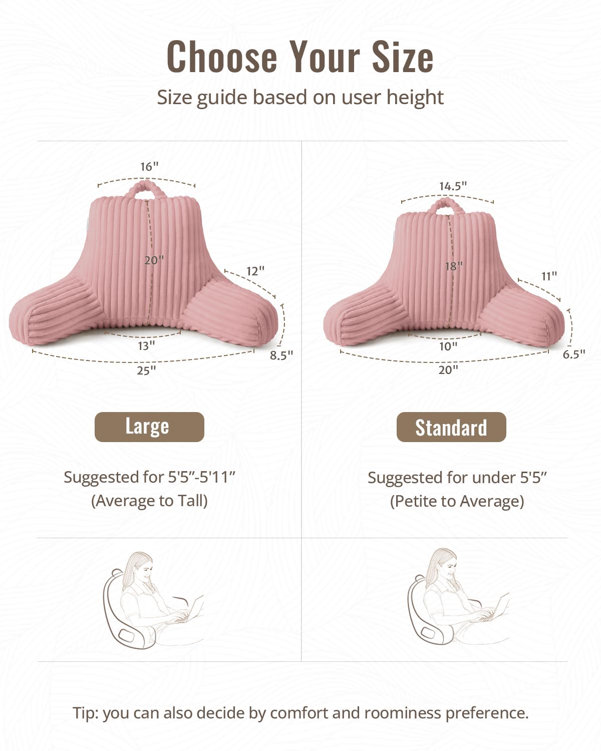 Blissful Diary Reading Pillow, Backrest Pillow with Shredded Memory Foam