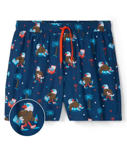 Tipsy Elves Men's USA Swimming Trunks 7'' Inseam 4 Way Stretch Fabric w/Mesh Liner Swim Trunks for Men Bathing Suit