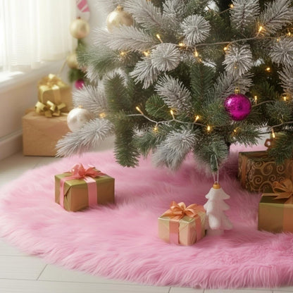 CHICHIC 60 inch Christmas Tree Skirt Faux Fur Xmas Tree Skirt Christmas Decorations Holiday Tree Ornaments Tree Decoration for Christmas Home Decorations, Xmas Party Holiday Decorations, Snow White