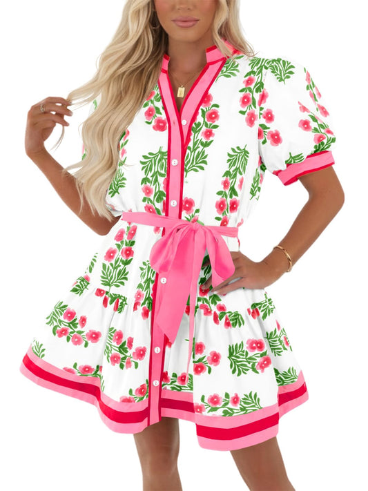 Wenrine Womens Summer Floral Mini Dress