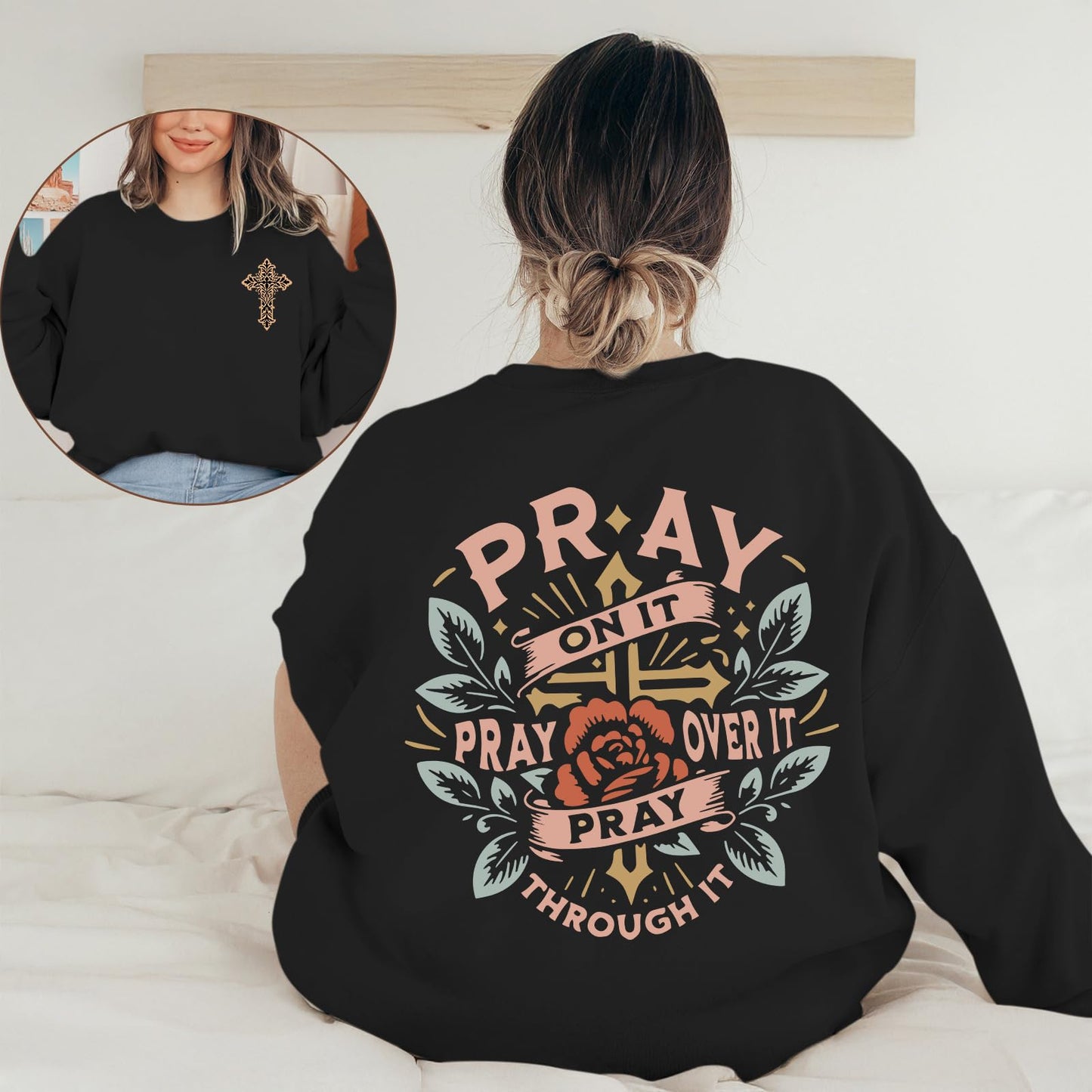 Pairxily Christian Crewneck Sweatshirts for Women Pray Bible Verse