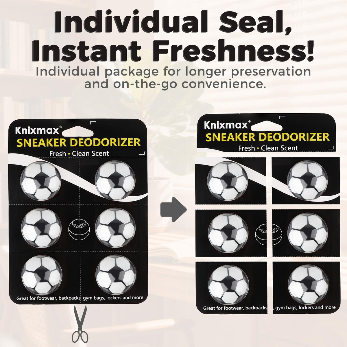 Knixmax Shoe Deodorizer Balls Odor Eliminator for Sneakers 6 Pack Baseball