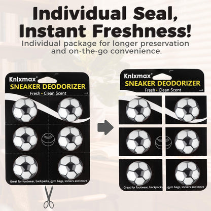 Knixmax Shoe Deodorizer Balls Odor Eliminator for Sneakers 6 Pack Baseball