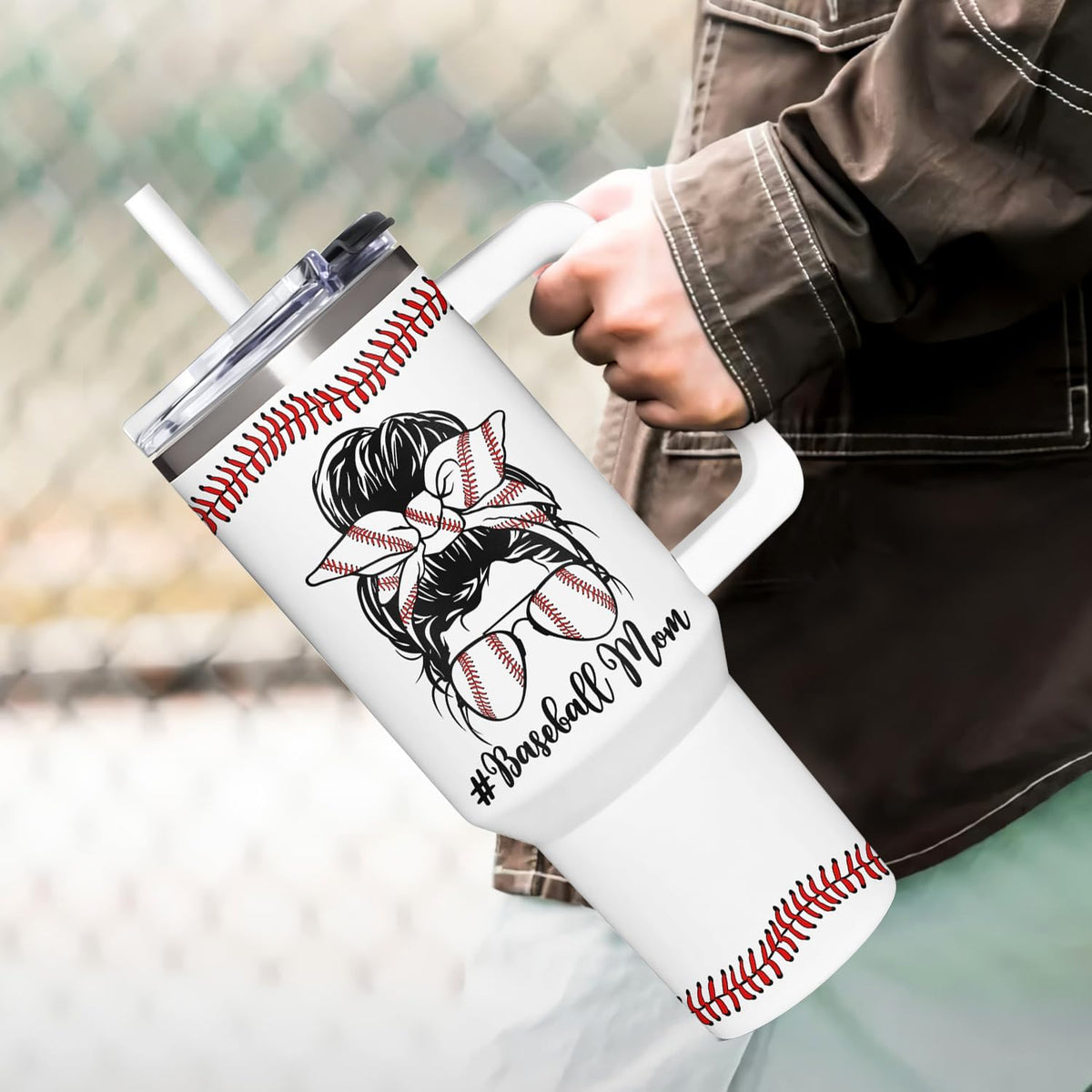 Baseball Mom Gifts - Perfect for Moms from Kids, Friends - Birthday & Christmas - 40oz Tumbler with Handle