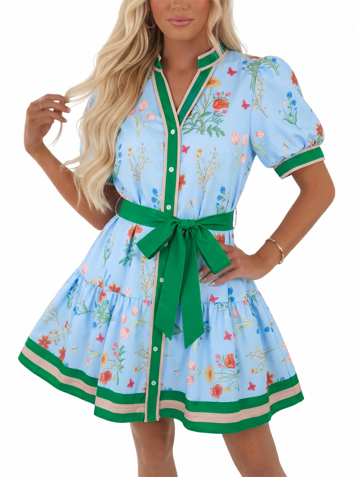 Wenrine Womens Summer Floral Mini Dress