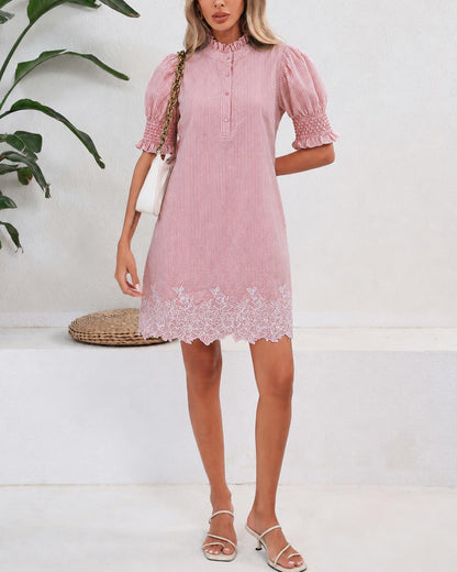 YEXPINE Women's Summer Embroidered Mini Dress