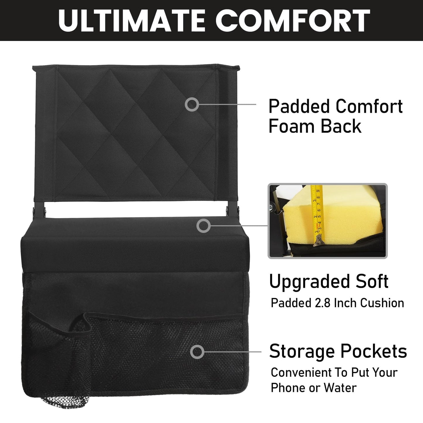 Sheenive Stadium Seats with Back Support, Padded Bleacher Seat Cushion