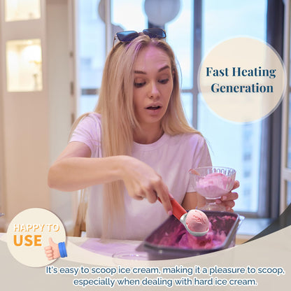 Heated Ice Cream Scoop Rechargeable, Electric Warming Ice Cream Scooper with LED Display, Heats to 158°F for Hard Ice Cream, Easy for Seniors & Kids, IP67 Waterproof (White, 2 oz)