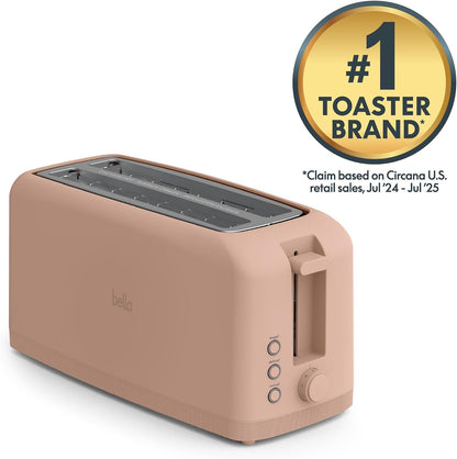 bella 2 Slice Slim Toaster, Fits-anywhere™ Kitchenware, 6 Setting Shade Control with Reheat & Cancel Buttons, Fits sourdough, 10” Long Slot, Anti Jam & Auto Shutoff, 900 Watt, Blossom