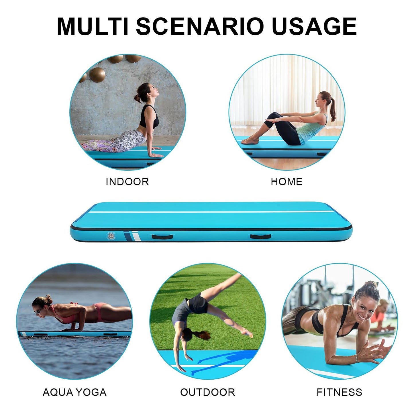Tumble Track, Inflatable Tumbling Mat,Tumble Track Mats for Gymnastics, and Tumble Track with 4/6/8 Inches Thickness for Home, Training, Cheerleading, Yoga, Water with Pump