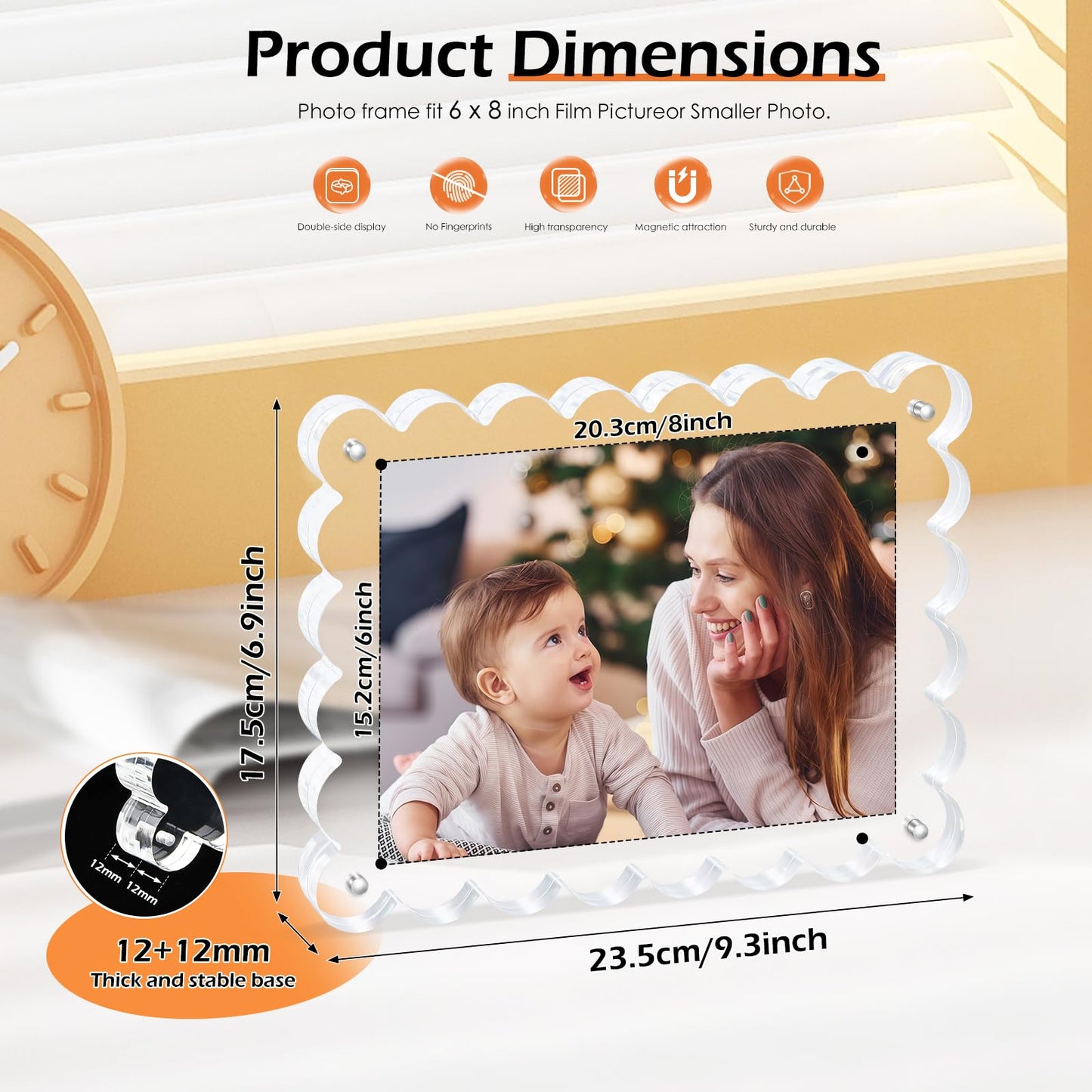 Chivalral 3 Pack 4x6 Acrylic Picture Frame, Double-Sided Tabletop Display