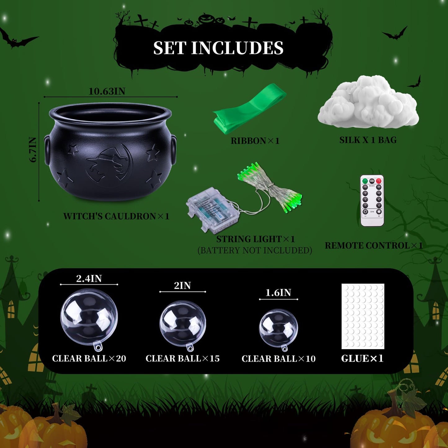 AYGXU Halloween Decorations Indoor,Black Witches Cauldron,Halloween Party Decorations,Plastic Cauldron Pot,Bubble Witch Cauldron DIY Set for Kitchen Table Decor